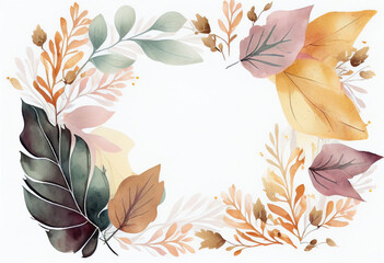 Beautiful Watercolor Floral Frame, Copy Space, Generative AI