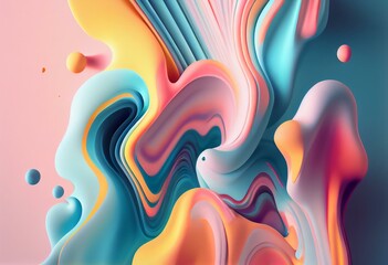 abstract background with fluid pastel colors. Minimal bright creative procreate style illustration. Generative AI