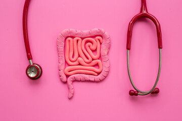 Stomach or intestines colon organ problems. Bowel disease concept. Human internal organs intestines...