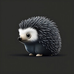 white hedgehog on black background, Generative AI