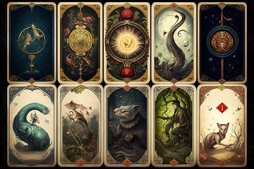 Set of tarot cards. Divination and fortune telling. Generative ai - obrazy, fototapety, plakaty