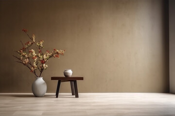 texture design contemporary copy interior decor vase home table space wall plaster. Generative AI.