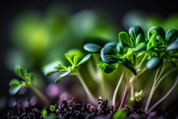 Obraz premium raw healthy food sprout microgreens Generative AI
