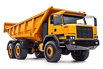 Illustration of a Yellow Orange Dump Truck Isolated on White Background, Generative AI - 588294573