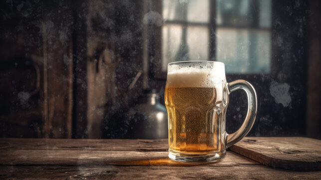 A Glass of Beer on a Table, Generative AI