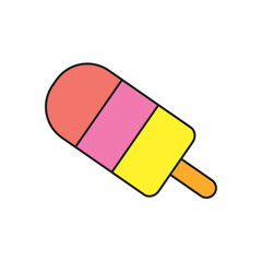 Vector illustration of ice cream on a stick. Summer mood