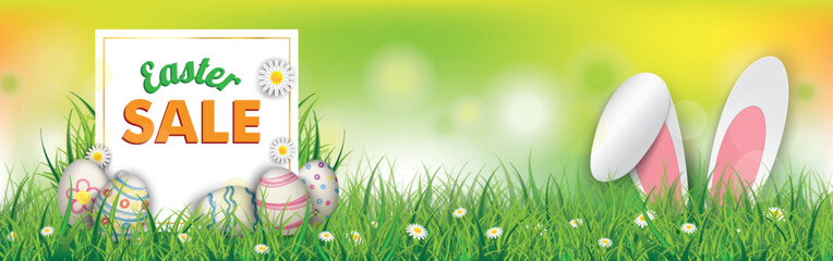 Colored Easter Sale Eggs Hare Ears Spring Header