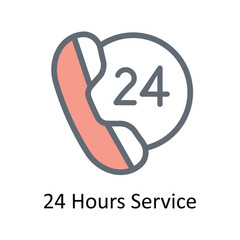 24 Hours Service Vector Fill outline Icons. Simple stock illustration stock