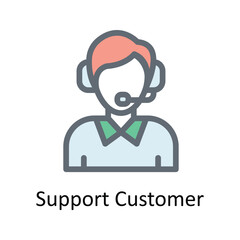 Support Customer  Vector Fill outline Icons. Simple stock illustration stock