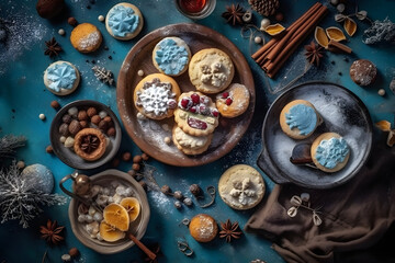 Delicious winter cookies as a delicious snack on a cold day. Generative AI