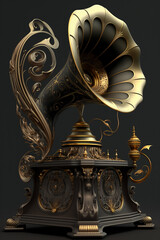 Gramophone steampunk vintage dark style