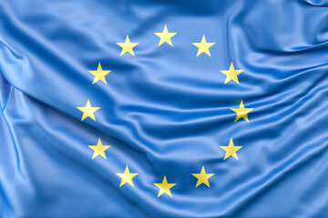 Ruffled Flag of European Union. 3D Rendering