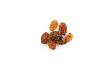 Sweet raisins on white