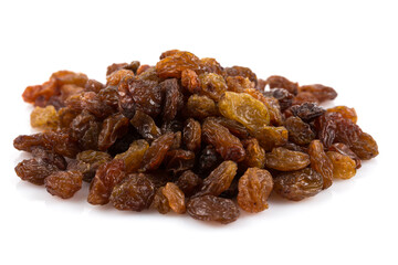 Sweet raisins on white