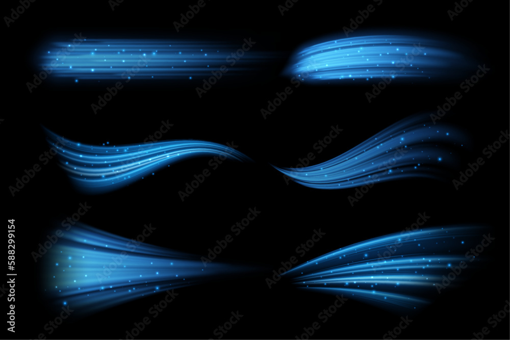 Aufkleber air flow effect with shining, isolated current or air blowing of breath. breeze flowing movement wit