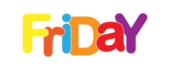 Colorful banner with the inscription FRIDAY, for decoration and design