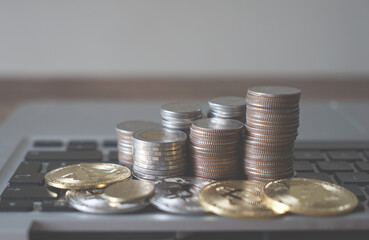 stack of coins on the table
