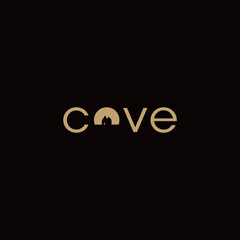 cave logo with logotype and wordmark design concept
