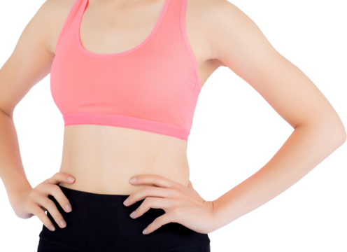 Asian woman in sport clothes and body diet and slim with measuring waist for weight, girl exercise have cellulite and calories loss, health and wellness concept.