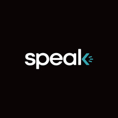 speak logo with logotype and wordmark design concept in the letter K