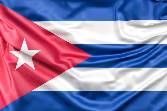 Ruffled Flag of Cuba. 3D Rendering