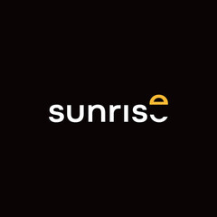 sunrise logo with logotype and wordmark design concept sun in the letter E