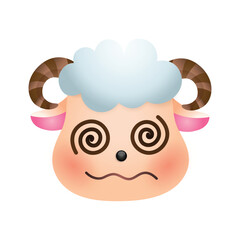 Sheep face cartoon vector illustration isolated. Cute farm animal emoji.