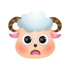 Sheep face cartoon vector illustration isolated. Cute farm animal emoji.