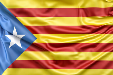 Ruffled Flag of Catalonia. 3D Rendering