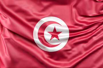 Ruffled Flag of Tunisia. 3D Rendering
