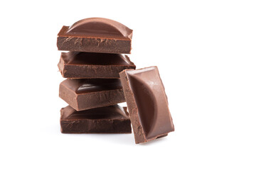 natural chocolate milk dark bar isolated on white