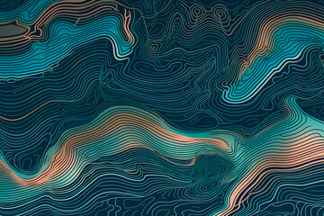 Topographic lines pattern. Generative Ai. Contour, Geometric, Abstract, Design, Texture, Map, Elevation.  - obrazy, fototapety, plakaty
