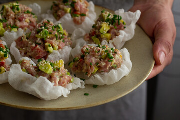 tuna and rice crisp snack
