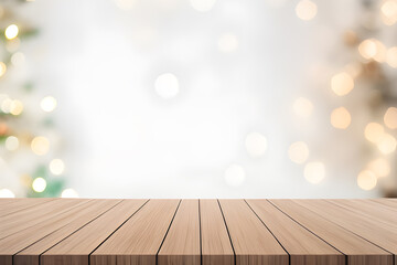 Wooden Table With Bokeh Background