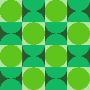 Mid Century modern lime green circles and jade green half circles seamless pattern. For home d&eacute;cor, posters and wallpaper	