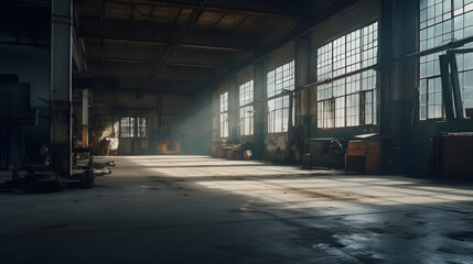 Abandoned Factory Room. Generative AI 