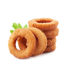 Onion rings on white backgrounds. Photo