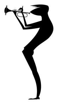 recommend clip art: Musician playing trumpet. Original silhouette. 
                    Musician playing trumpet with inspiration. Black silhouette on white background
                    
