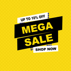 10% OFF. Special Offer Marketing Announcement. Discount promotion.10% Discount Special Offer Conceptual Yellow Banner Design Template.