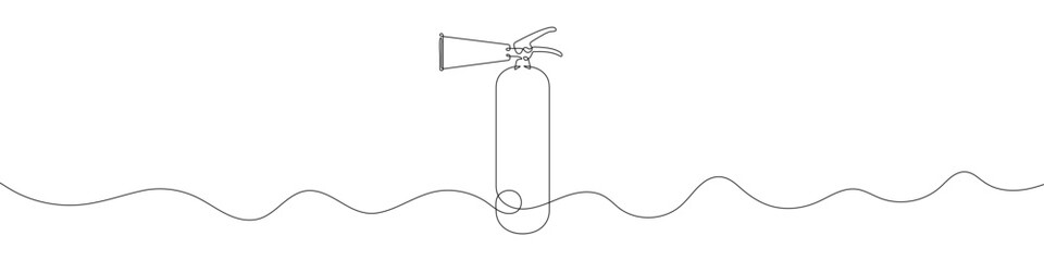 Continuous linear drawing of a fire extinguisher. Single line drawing of a fire extinguisher. Vector illustration. Line art of fire extinguisher