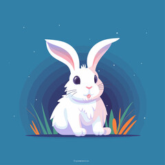 Obraz premium Cute Easter bunny vector illustration 2D flat style