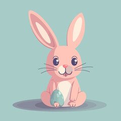 Cute Easter bunny vector illustration 2D flat style