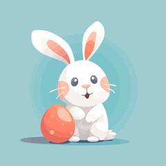 Cute easter bunny with Easter egg. Holiday colorful vector illustration in pastel colors