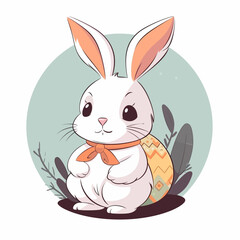 Cute easter bunny with Easter egg. Holiday colorful vector illustration in pastel colors
