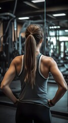 Fototapeta na wymiar woman doing fitness exercise in gym