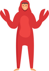 Kigurumi red crab icon cartoon vector. Costume dress. Friend pajama