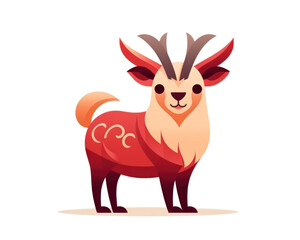 Deer chinese zodiac sign. Cartoon style. Vector illustration.