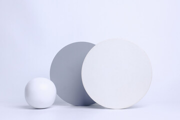 Circle and ball podium with blank space for product mock up