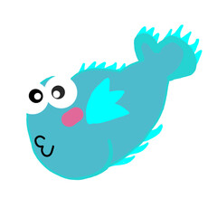 blue fish cartoon drawing