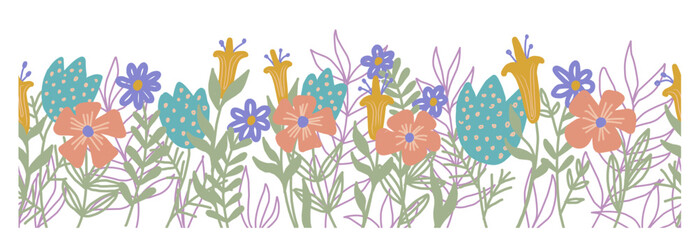 seamless floral border in vintage style.